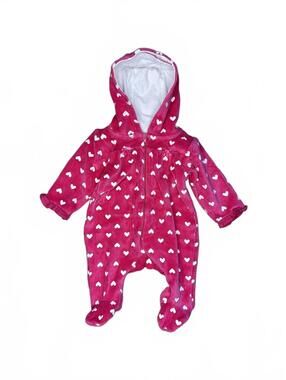 George Baby Girls Pink Heart Footed Sleeper
